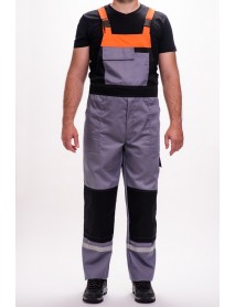 PANTALON CU PIEPTAR CU BENZI REFLECTORIZANTE